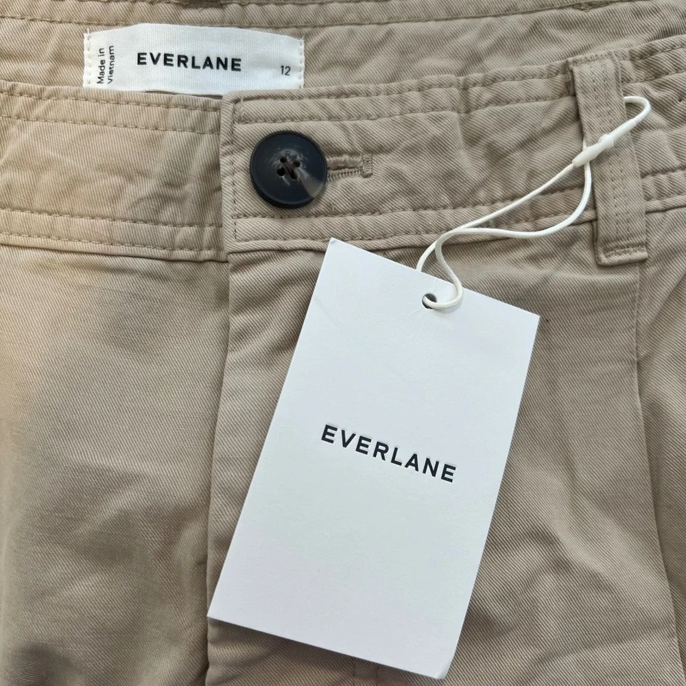 Everlane NWT Khaki Barrel Leg Pants Organic Cotton Quiet Luxury Coastal Size 12